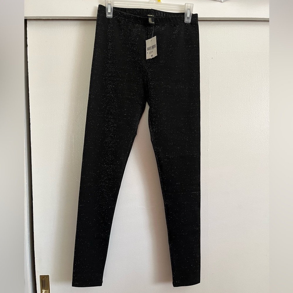 Forever 21 black and silver sparkle leggings